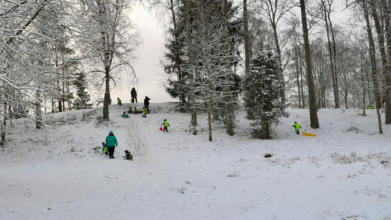 Första snön full fart i backen